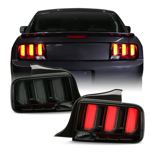 White Tube Black Smoked Tail Lights w/ Sequential Signal For 05-09 Mustang LED